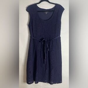 Oh Baby by Motherhood Navy Blue Lace Tie Waist Dress XL Sleeveless